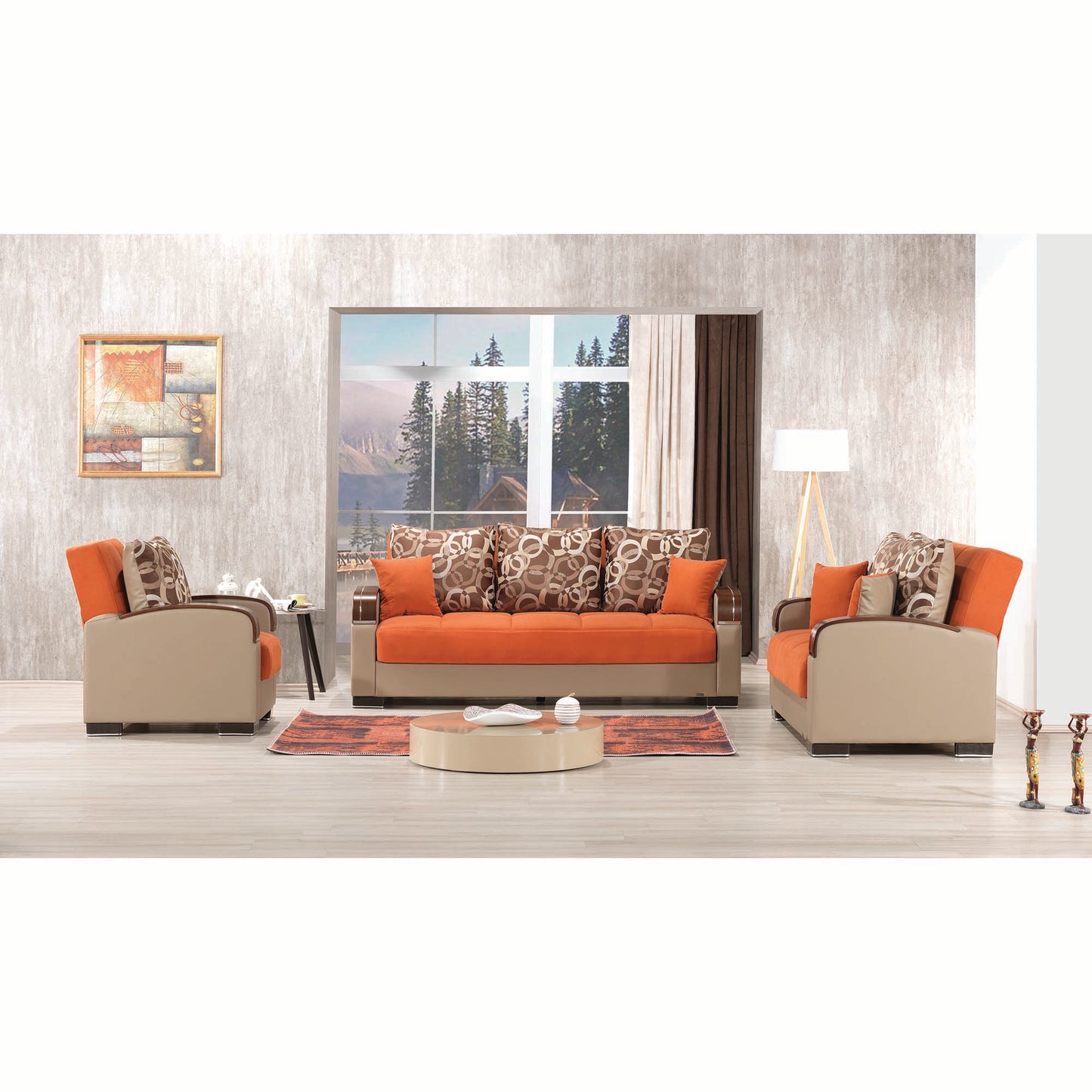 MOBIMAX   SOFABED IN ORANGE 17-341  CHENILLE