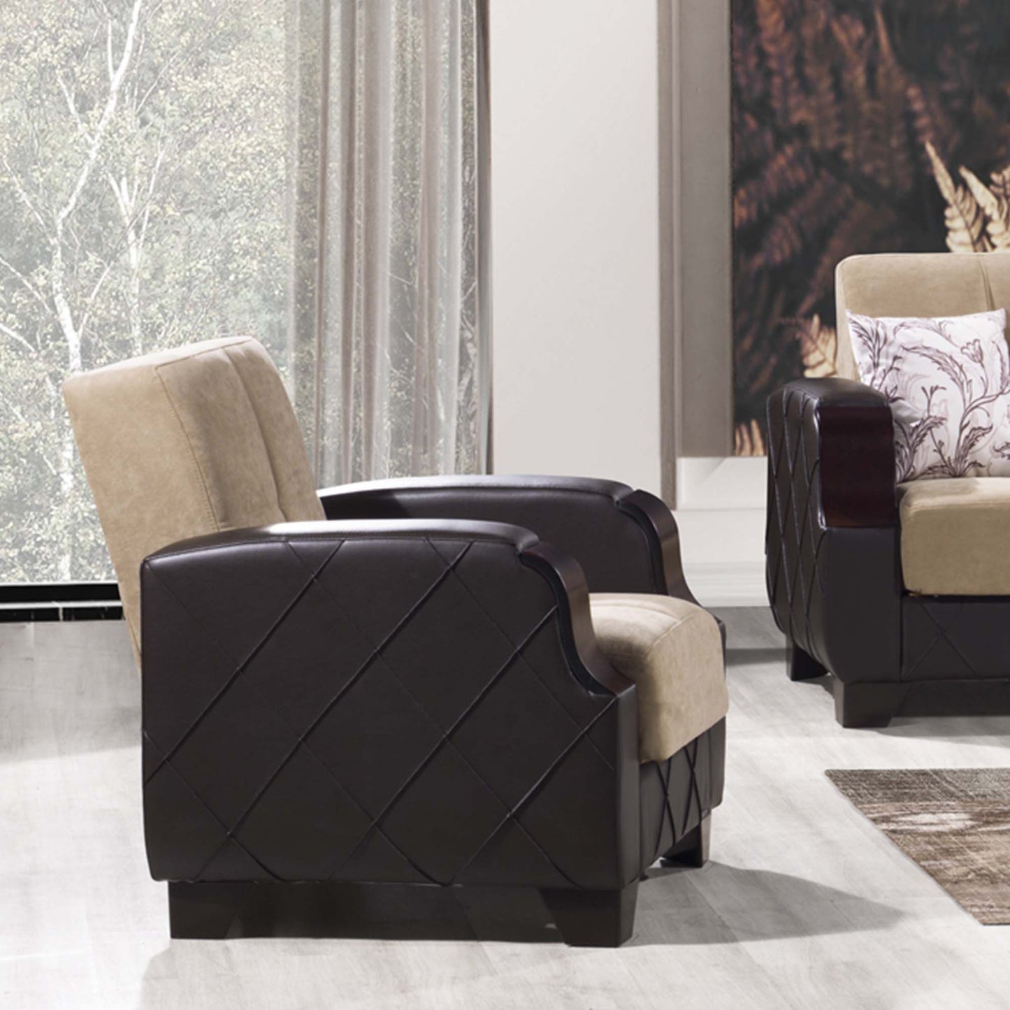 MOLINA   ARMCHAIR IN BROWN / BROWN  MICROFIBER