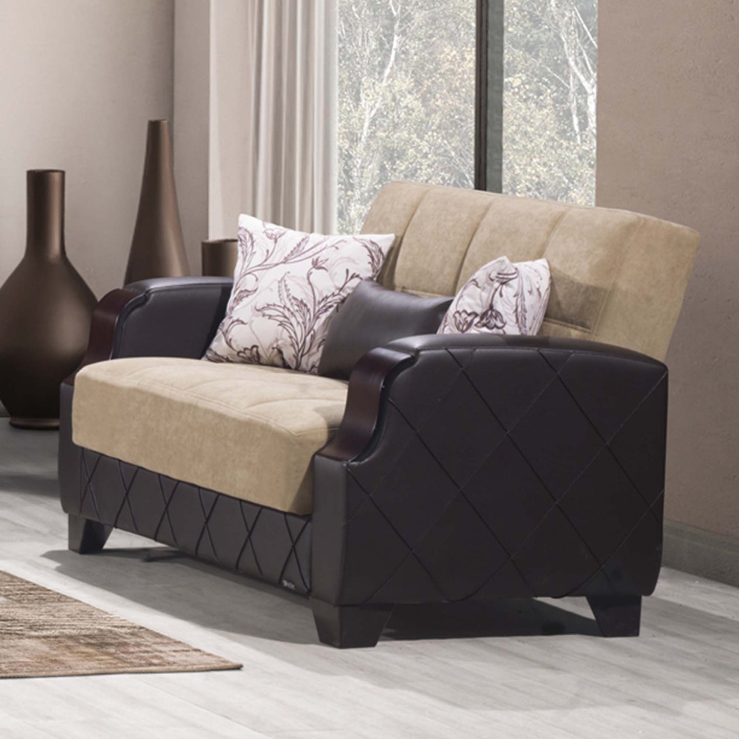 MOLINA   LOVE SEAT IN BROWN / BROWN  MICROFIBER