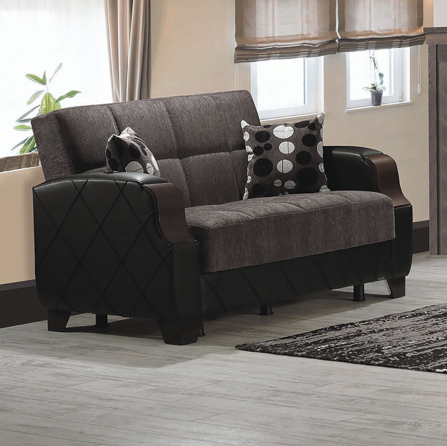 MOLINA   LOVE SEAT IN FLOKET GRAY  CHENILLE