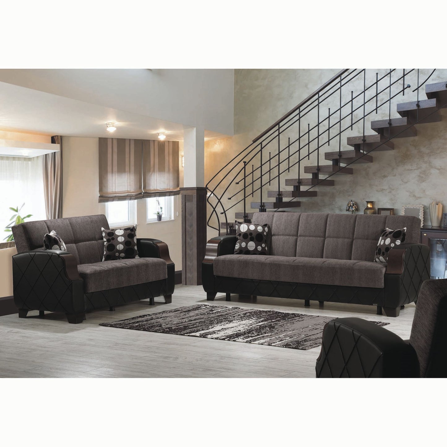 MOLINA   LOVE SEAT IN FLOKET GRAY  CHENILLE