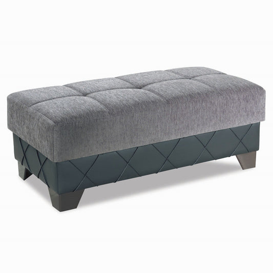 MOLINA    OTTOMAN IN FLOKET GRAY  CHENILLE