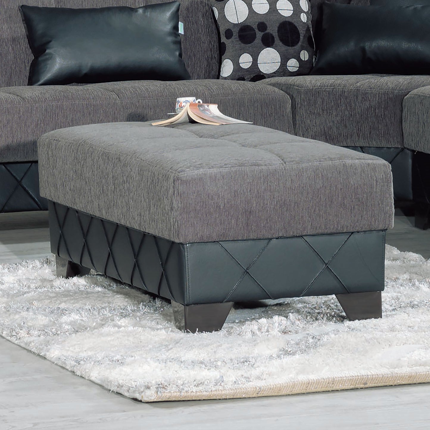 MOLINA    OTTOMAN IN FLOKET GRAY  CHENILLE