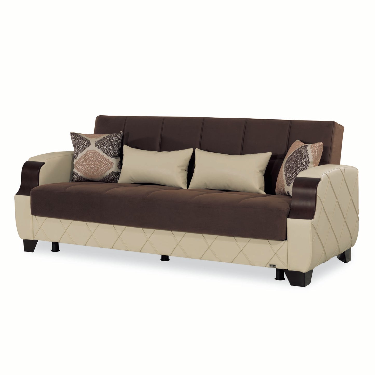 MOLINA SOFABED IN DARK BROWN / CREAM 27-598/16-626 MICROSUEDE