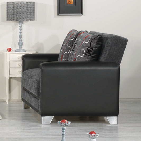 MONDO MODERN   LOVE SEAT  IN GRAY 26-370 CHENILLE