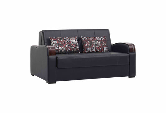 SLEEP PLUS LOVE SEAT SLEEPER IN BLACK PU 11-734 PU