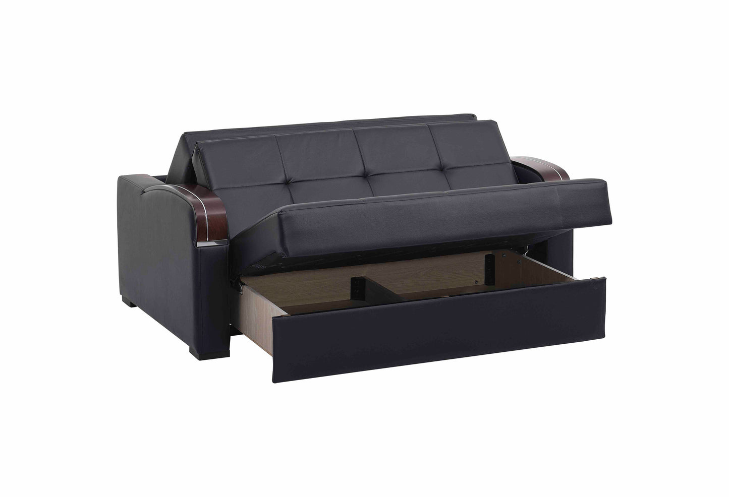 SLEEP PLUS LOVE SEAT SLEEPER IN BLACK PU 11-734 PU