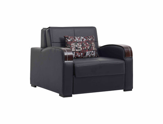 SLEEP PLUS CHAIR SLEEPER IN BLACK PU 11-733 PU