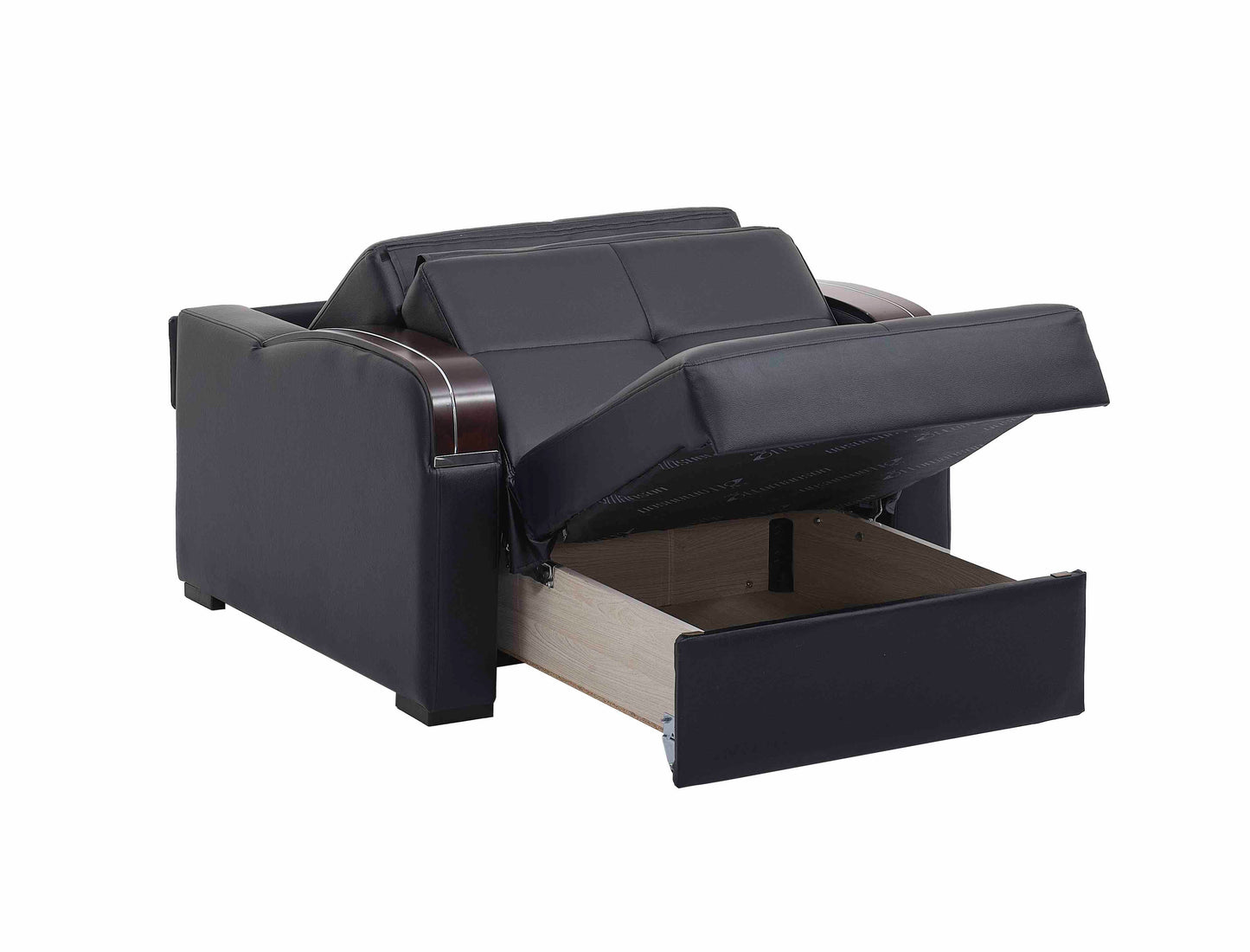 SLEEP PLUS CHAIR SLEEPER IN BLACK PU 11-733 PU