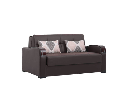 SLEEP PLUS LOVE SEAT SLEEPER IN BROWN PU 27-733 PU