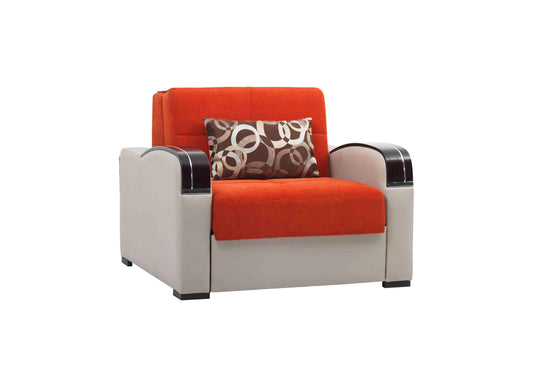 SLEEP PLUS    CHAIR SLEEPER IN ORANGE 17-340 CHENILLE