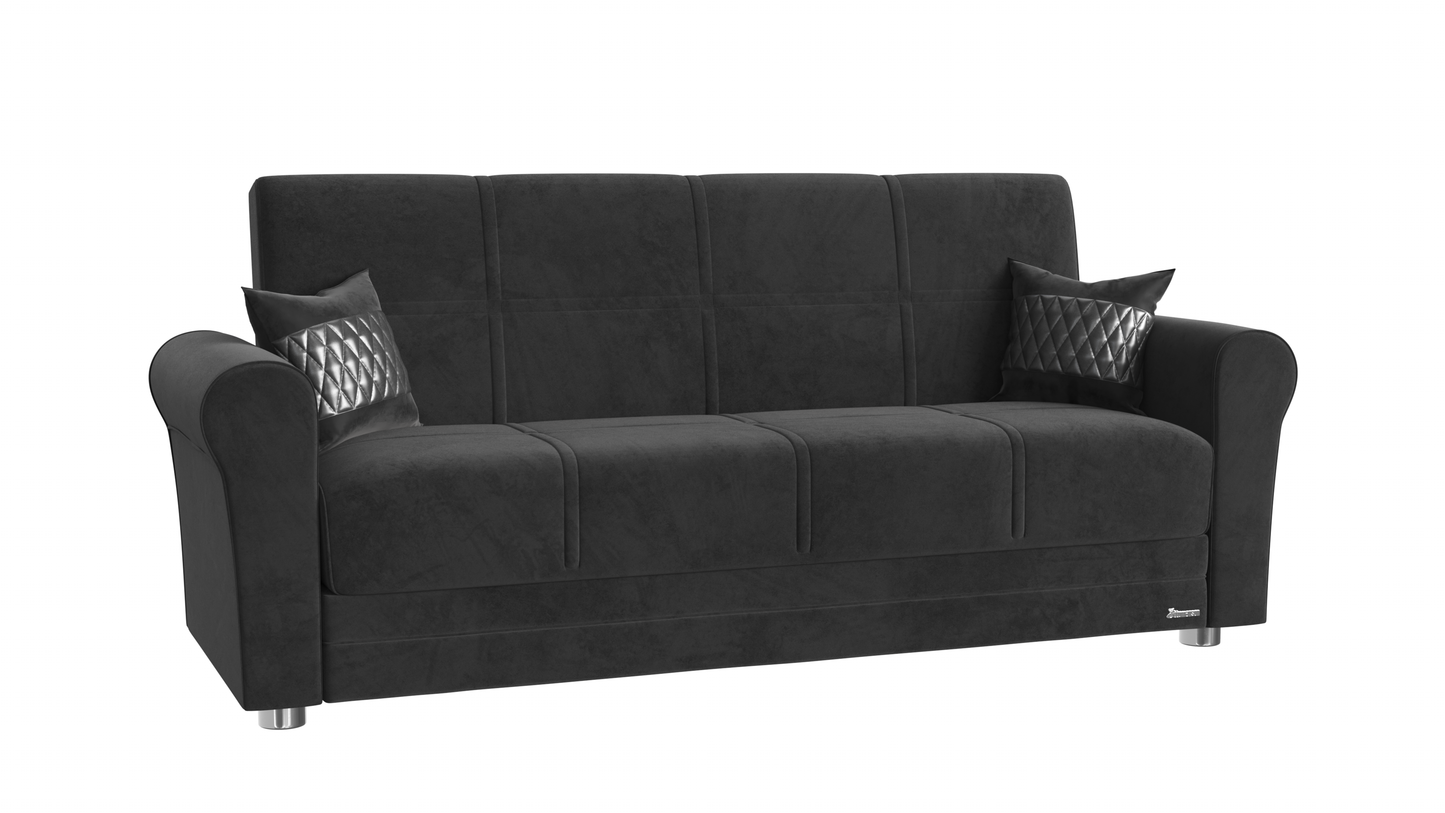 SARA  SOFABED IN BLACK MICROFIBER