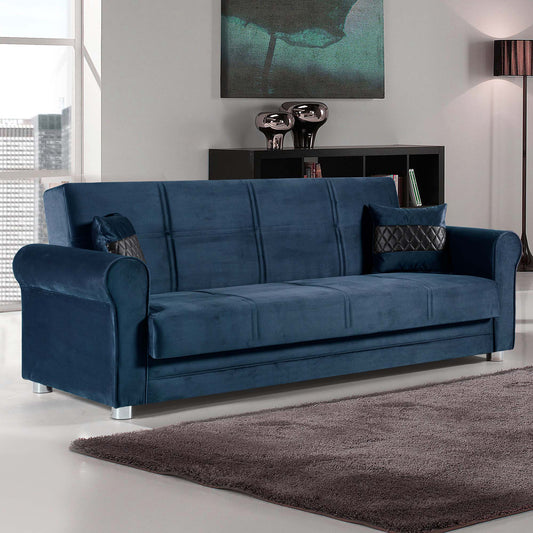 SARA  SOFABED IN BLUE  MICROFIBER