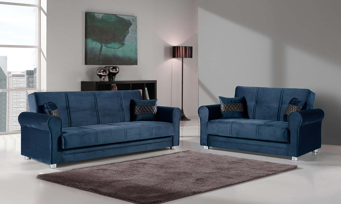 SARA  SOFABED IN BLUE  MICROFIBER