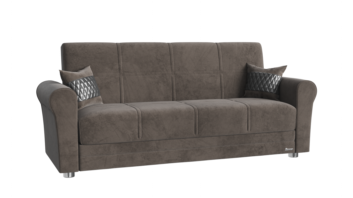 SARA  SOFABED IN GRAY  MICROFIBER