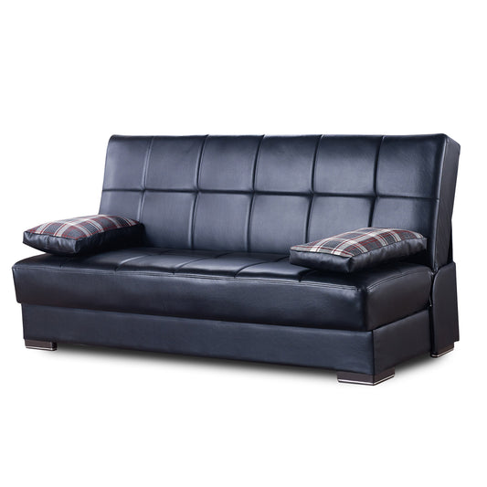 SOHO  SOFABED IN BLACK PU LEATHERETTE