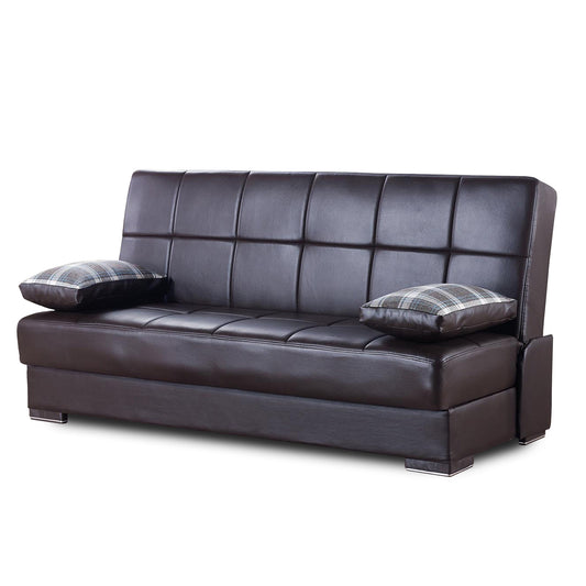 SOHO  SOFABED IN BROWN PU LEATHERETTE