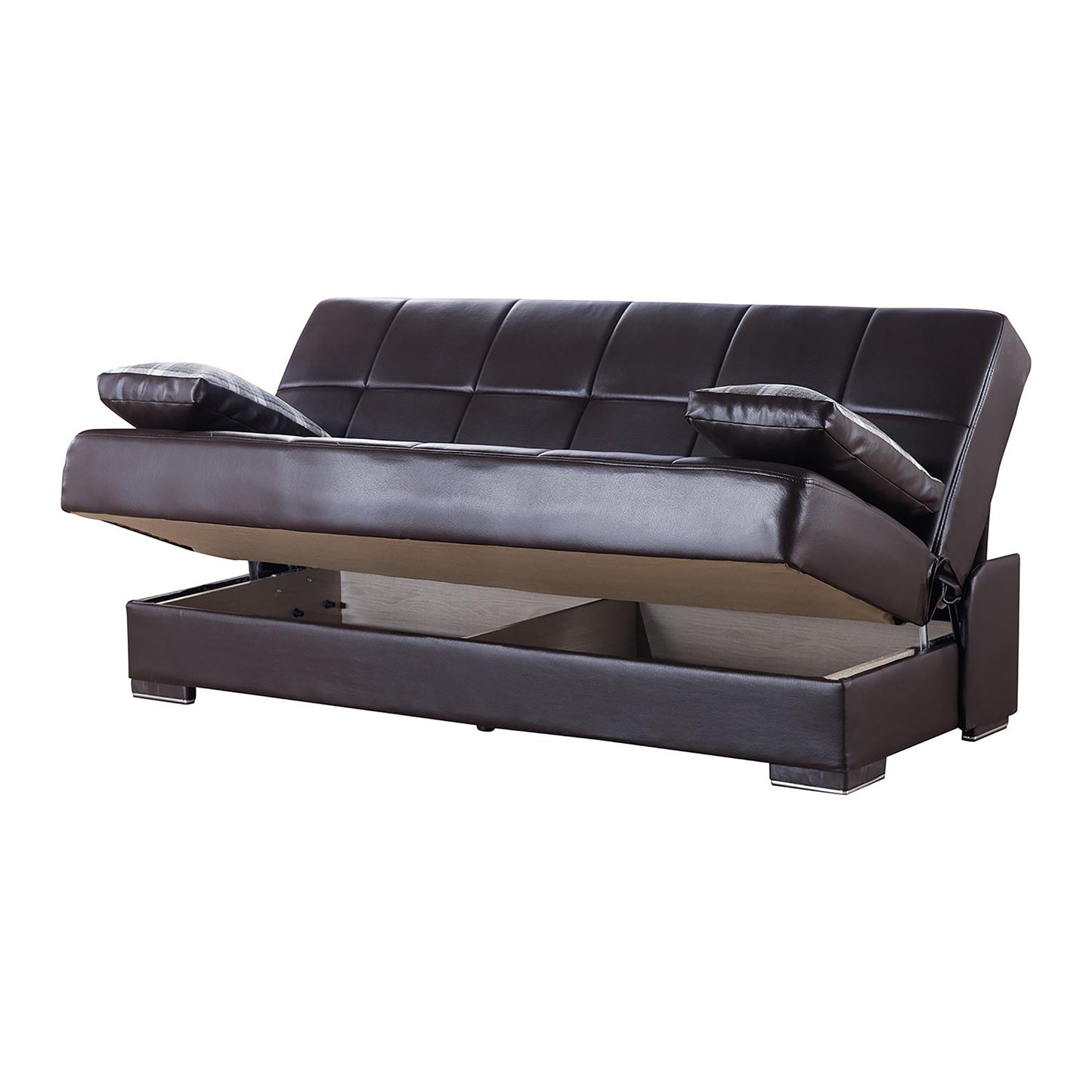 SOHO  SOFABED IN BROWN PU LEATHERETTE