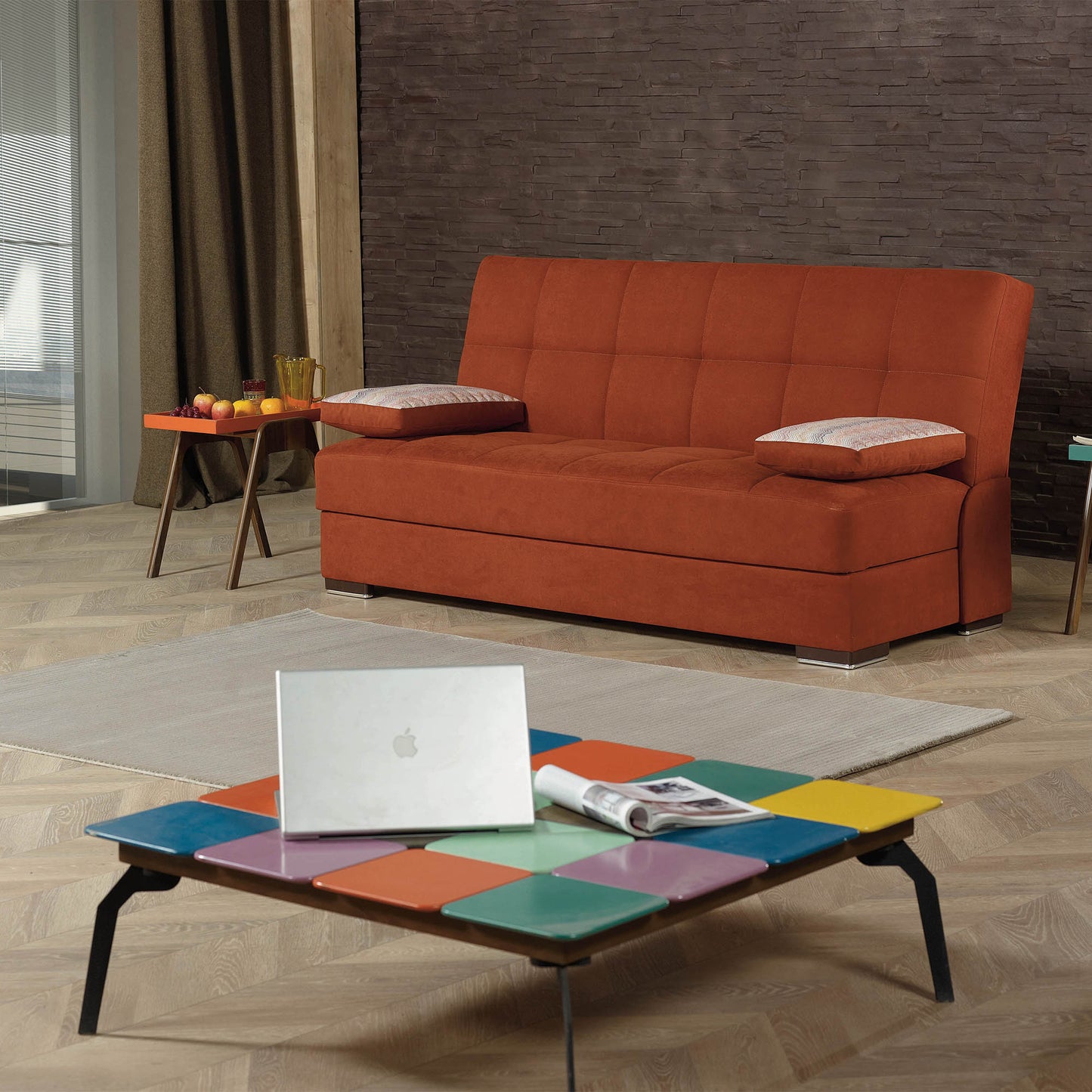 SOHO  SOFABED IN ORANGE NANO