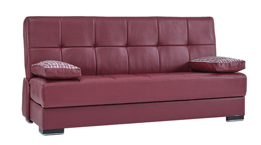 SOHO  SOFABED IN BURGUNDY  LEATHERETTE