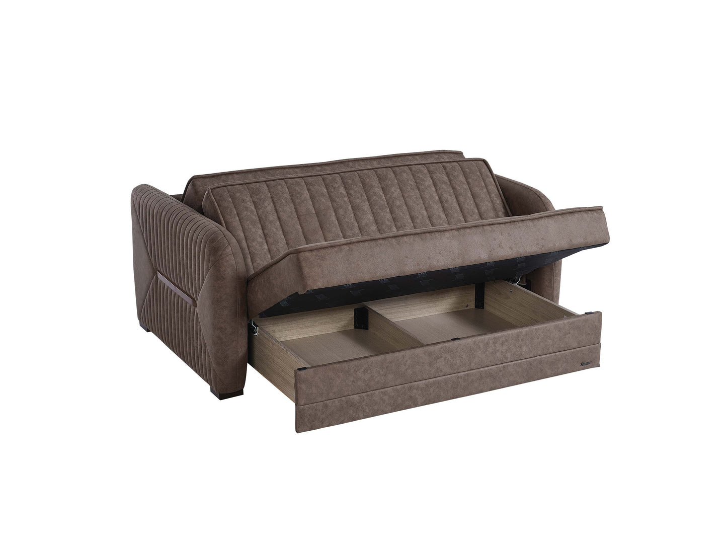 SPEEDY LOVE SEAT SLEEPER IN DARK BROWN MICROSUEDE