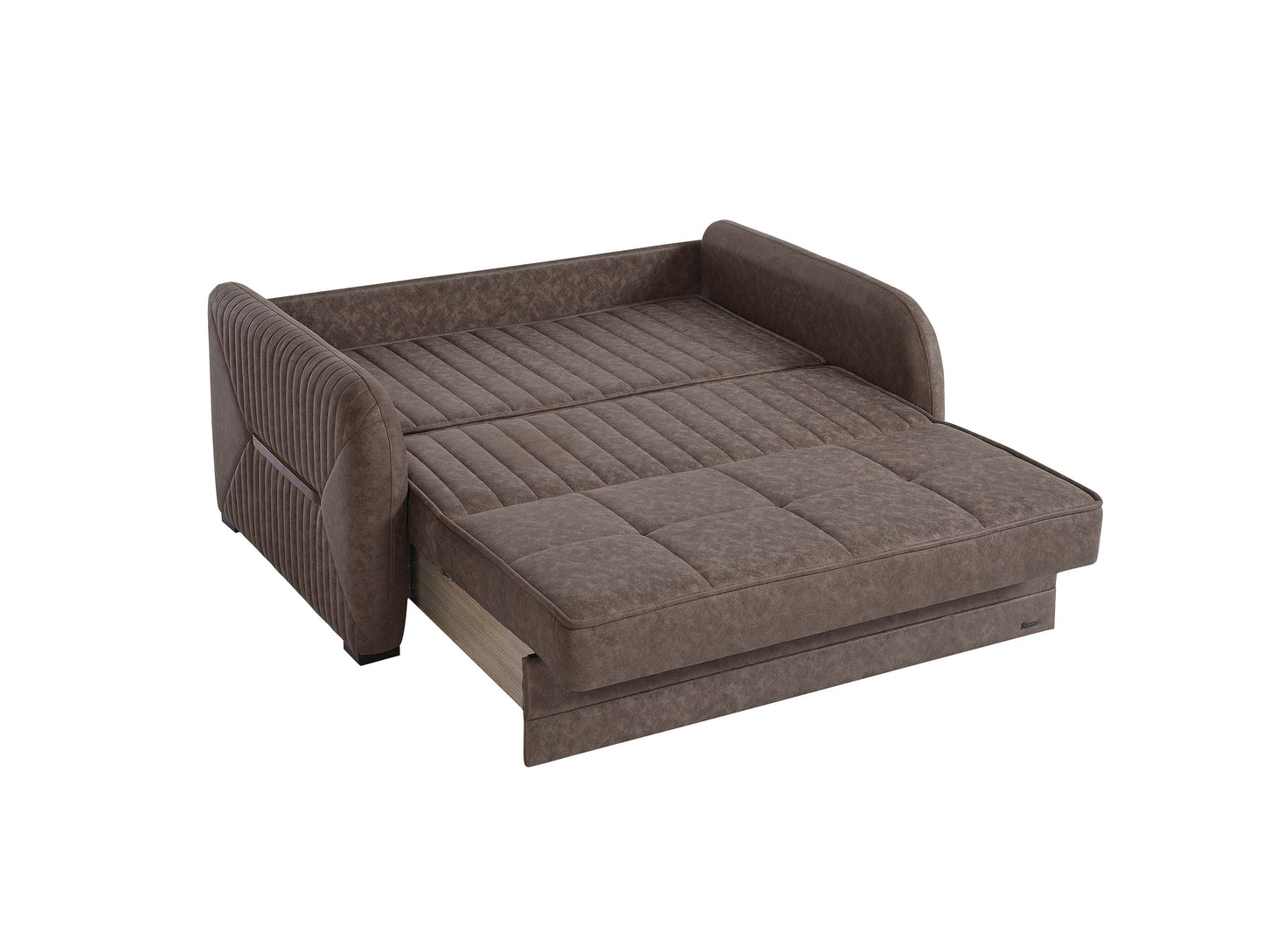 SPEEDY LOVE SEAT SLEEPER IN DARK BROWN MICROSUEDE