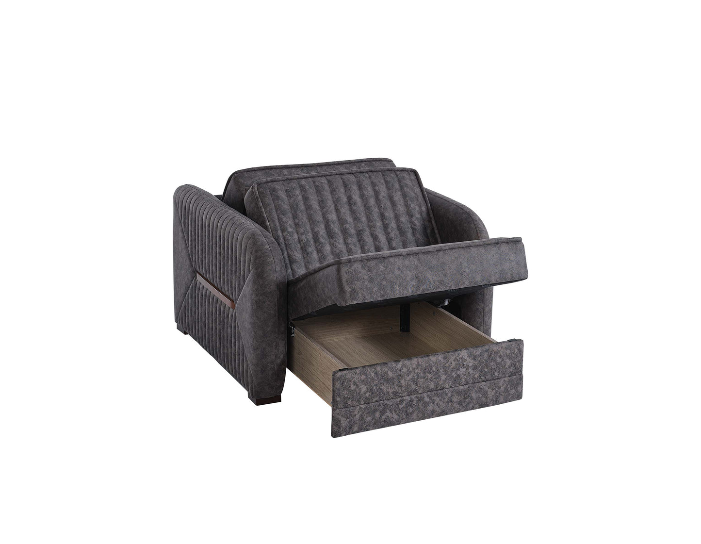 SPEEDY CHAIR SLEEPER IN GRAY MICROSUEDE