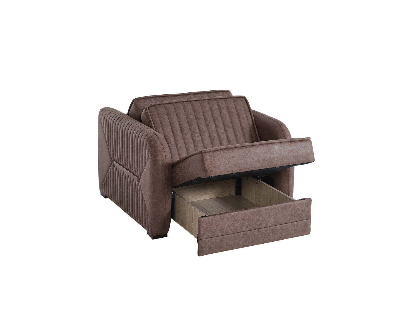 SPEEDY CHAIR SLEEPER IN DARK BROWN MICROSUEDE